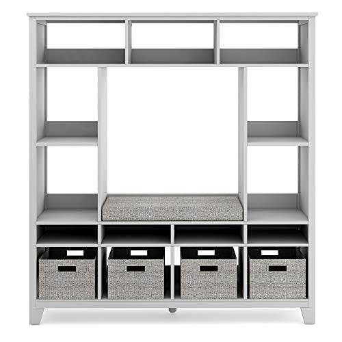 Martha Stewart Kids' Storage System Grey Wood Bookshelf Cubby with Seat Cushion