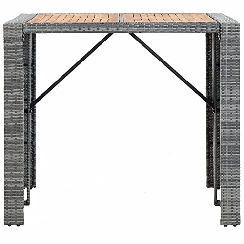 REWIS 5-Piece Outdoor Furniture Set with Poly Rattan and Acacia Wood Gray