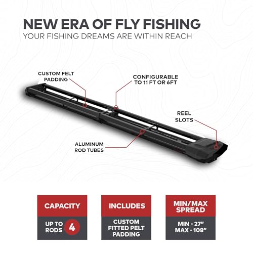 YAKIMA DoubleHaul Customizable Rooftop Fly Rod Carrier with 4 Aluminum Rod Tubes Black