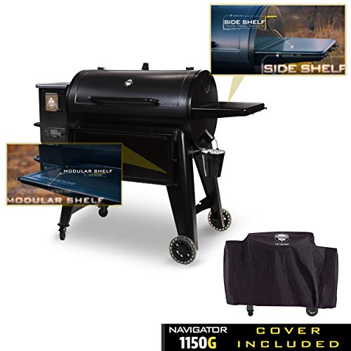 PIT BOSS PB1150G Wood Pellet Grill with Cover and Folding Front Shelf, 1150 sq. inch Black