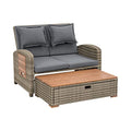 Greemotion Bahia Tobago Patio Daybed Loveseat with Storage Ottoman and Adjustable Cushions Brown/Dark Gray