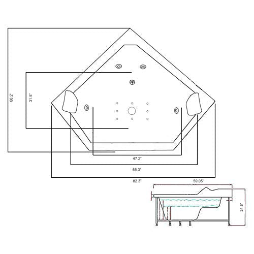 SIMBASHOPPING USA Whirlpool Corner Bathtub Hydrotherapy IBIZA 59.05