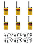 SR-Moto MEVX-S24-YL Yellow UHF Portable Radio 403-470MHz 3W 256 Channel with E316 D-Ring Headset (6 Pack)