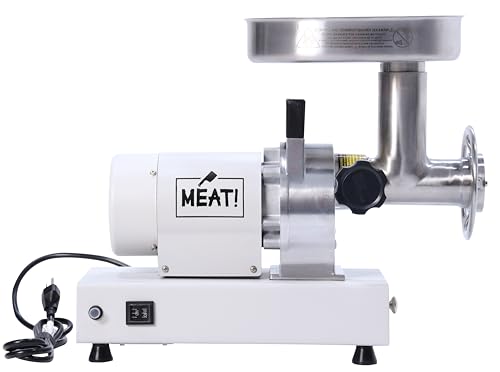 MEAT! Your Maker .5 HP Dual Meat Grinder with 3 Stuffing Tubes and Stainless Steel Plates White/Black