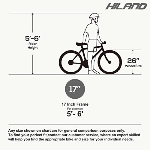 HH HILAND Hiland Mountain Bike, 3/6/Multi-Spokes, Shimano 21 Speeds Drivetrain, Aluminum Frame 26 Inch Wheels, Disc-Brake Bike for Men Women Men's MTB Bicycle 6 Black