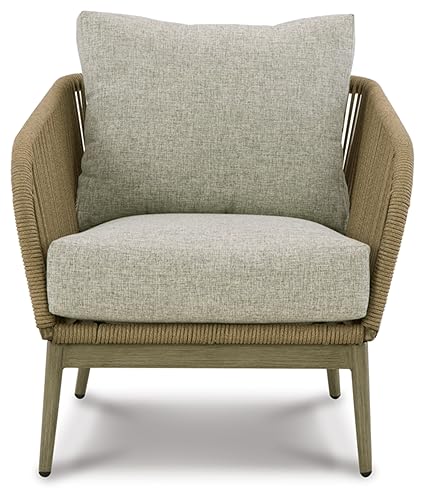Signature Design by Ashley Swiss Valley Outdoor Lounge Chair Set of 2 Light Brown & Light Gray