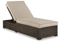 Signature Design by Ashley Coastline Bay Casual Outdoor Armless Chaise Lounge with Cushion Beige & Dark Brown