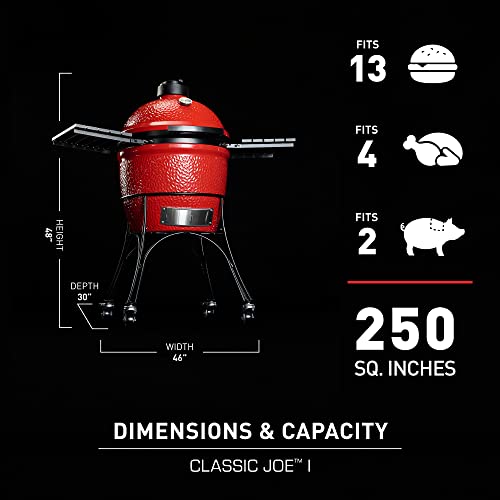 Kamado Joe Classic Joe I 18-inch Ceramic Charcoal Grill and Smoker Blaze Red