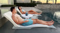 Cool Loungers Pool Chaise Lounge Chairs Set of 2 with Hourglass Side Table and Cup Holder White