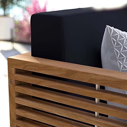 Modway Carlsbad Teak Wood Outdoor Patio Loveseat Natural Navy