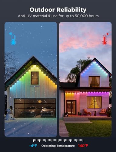 Govee 200ft Permanent Outdoor Lights Pro with 120 RGBIC LED, 75 Scene Modes, IP67 Waterproof, Works with Alexa - White