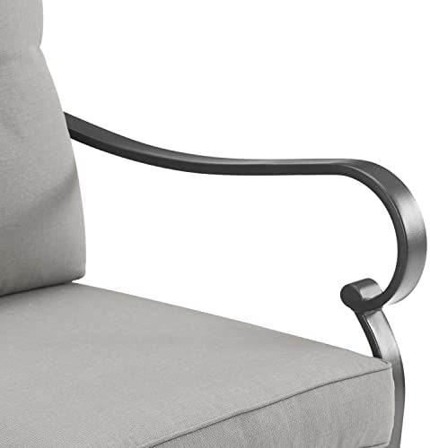 Crosley Furniture Dahlia 2-Piece Outdoor Rocking Chair Set Matte Black with Taupe Cushions