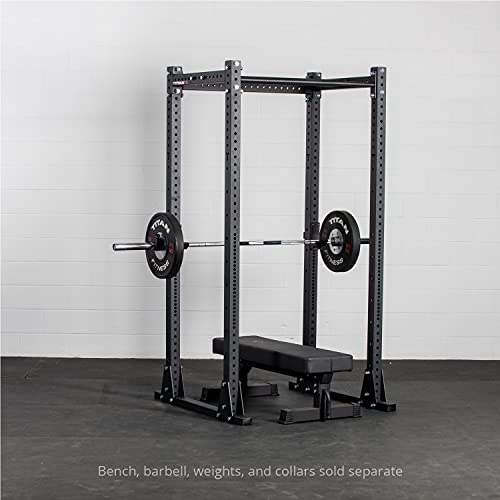Titan Fitness Flat Foot Power Rack X-3 Series 91-in. 30-in. with 4 Weight Plate Holders Black