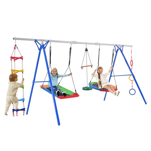 PRODC 5-in-1 Outdoor Toddler Swing Set with Steel Frame