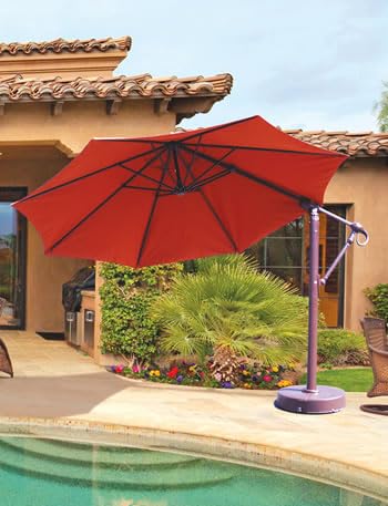 Galtech International 887AB58 11 Foot Round Easy Lift Tilt Aluminum Cantilever Umbrella Navy