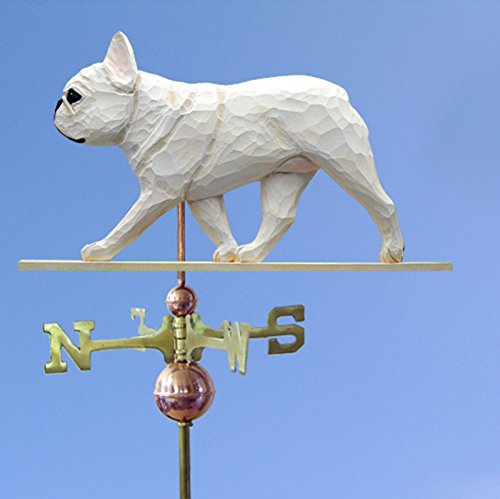 French Bulldog Hand Carved & Painted Weathervane Cream 22 Inch