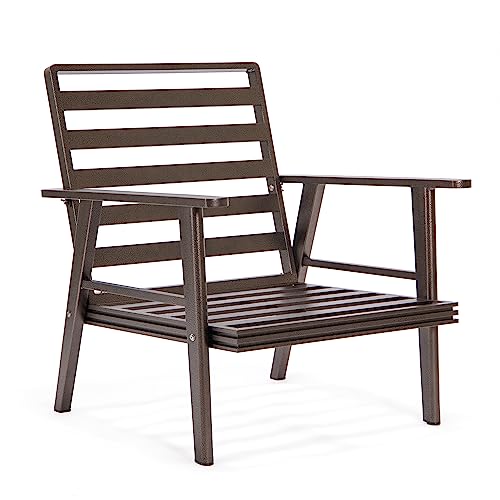 LeisureMod Walbrooke Modern 3-Piece Outdoor Set with Brown Aluminum Frame and Cushions Navy Blue