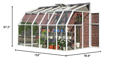 Palram Canopia Rion Sun Room Lean-to Greenhouse DIY Kit 6x12 FT White