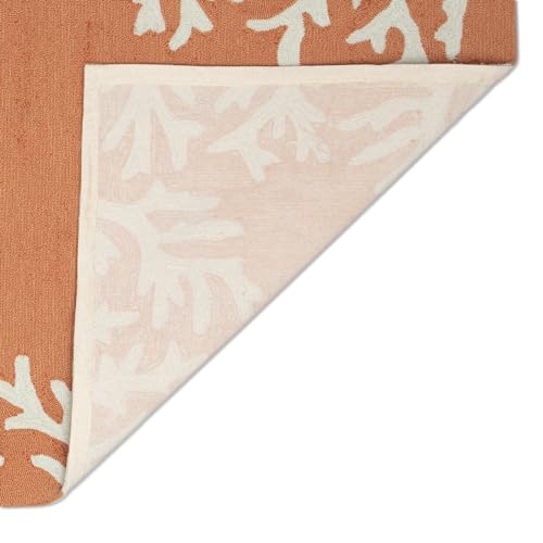 Liora Manne CAPRI Indoor/Outdoor Handmade Area Rug - Coastal Beach Accent Coral Border Orange 8'3" x 11'6
