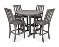 Polywood Vineyard 5-Piece Nautical Trestle Bar Set Slate Grey