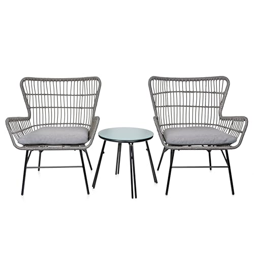 Alpine Corporation Outdoor Resin Wicker Conversation Set with Cushions