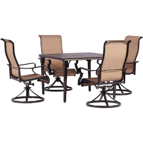 Hanover Brigantine 5-Piece Modern Outdoor Dining Set Tan
