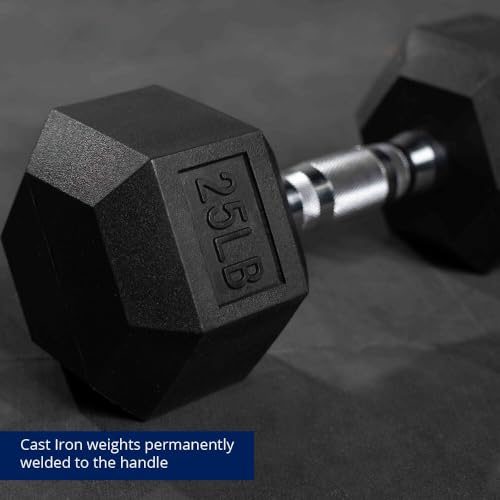 Titan Fitness Rubber Coated Hex Dumbbell Black