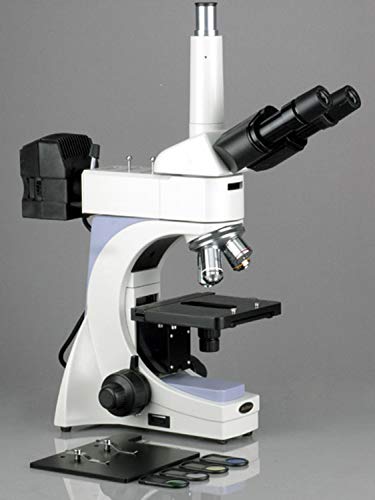 AmScope ME400TB Trinocular Metallurgical Microscope 40X-800X Blue