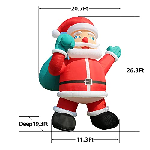 OZIS Giant 26Ft Inflatable Santa Claus with Bag Red