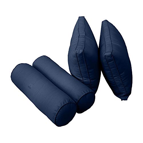 Prolinemax Style2 Full Size 5PC Pipe Trim Outdoor Daybed Mattress Cushion Bolster Pillow Set Blue