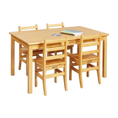 ECR4Kids Rectangular Hardwood Table & Chairs Set Honey
