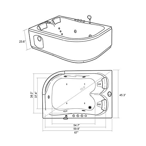 SIMBASHOPPING USA Whirlpool Bathtub Hot Tub Massage 2 Persons Hydrotherapy BLACK HAVANA