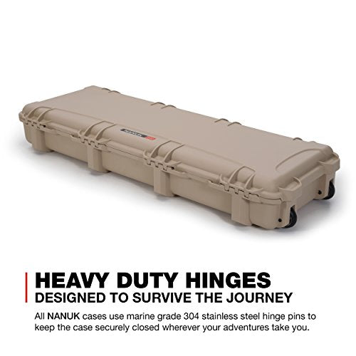 Plasticase Nanuk 990 Waterproof Professional Gun Hard Case with Foam Insert and Wheels Tan