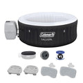 Bestway Coleman Miami AirJet Inflatable Hot Tub Black with EnergySense Cover, Spa Seats & Padded Headrest Pillows