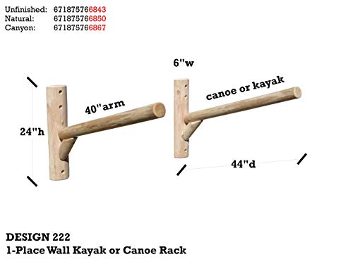 Log Kayak Rack 1-Place Wall Kayak/Canoe Rack Canyon Brown
