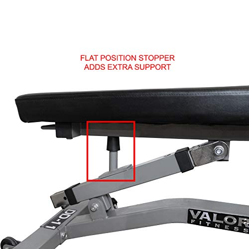 Valor Fitness Adjustable Weight Bench for Flat/Incline Bench Press with Wheels Black