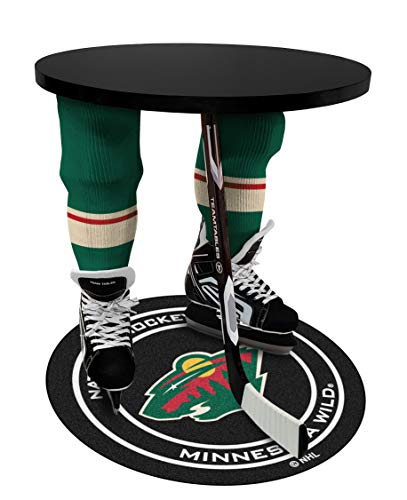 Team Tables Minnesota Hockey Table Black Table Top with Minnesota Puck Mat