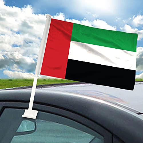 BANNER BUZZ MAKE IT VISIBLE UAE Car Flag Window Clip 18” x 12” Premium Double-Sided Printing Pack of 100