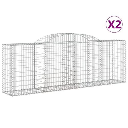 Arched Gabion Baskets 2 pcs 118.1"x19.7"x39.4"/47.2" Galvanized Iron for Outdoor Plants White Black Other