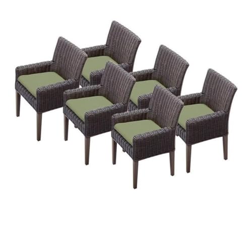 TK Classics TKC Venice Wicker Patio Arm Dining Chairs Set of 6 Cilantro
