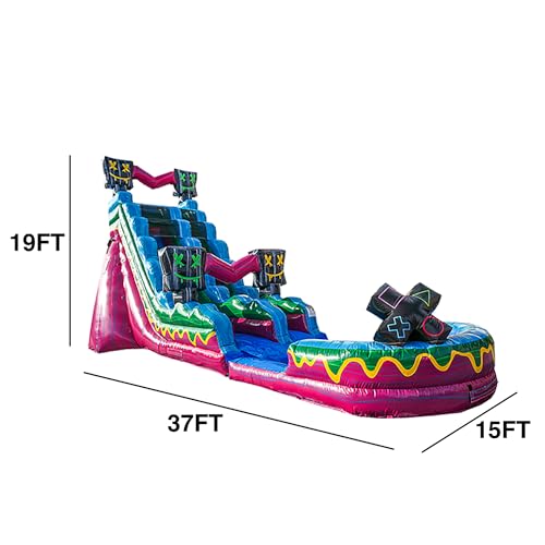 JumpOrange 19' Level Up Water Slide with Detachable Deep Pool Pink