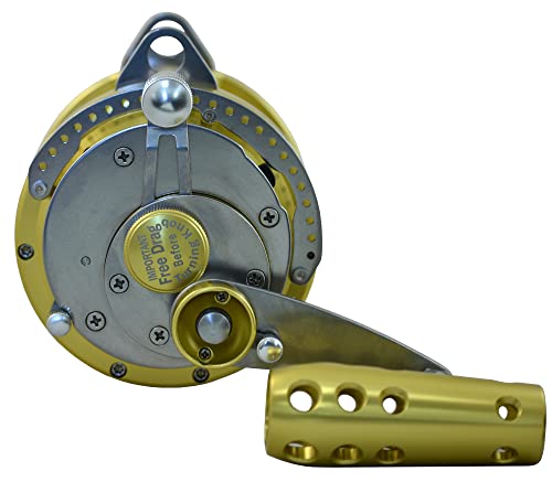 EAT MY TACKLE 50 Wide 2 Speed Fishing Reels on 60-80 Pound Tournament Rods Black (2 Pack)
