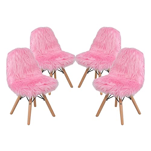 Flash Furniture Zula Kids Shaggy Dog Accent Chair Set, Light Pink
