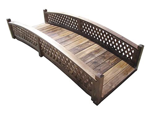 SamsGazebos Butterfly Garden Bridge with Diamond Lattice Railings 8 ft Light Brown
