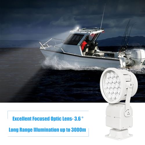 GREENINOVA THE QUALITY LIGHT 180W Marine Searchlight with Remote, IP65 Waterproof, 3.6° LED Spotlight for Boat, 110V, EC Type