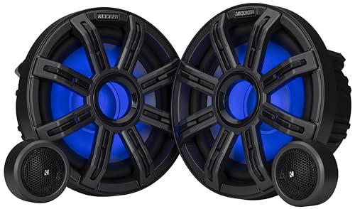 KICKER 51MSS84 MSS 8-Inch Premium Marine 4-Ohm LED Component System Pair