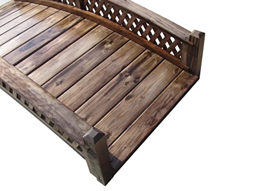 SamsGazebos Butterfly Garden Bridge with Diamond Lattice Railings 6 ft Light Brown