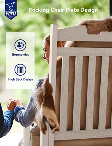 YEFU Outdoor Rocking Chair Set of 4 Heavy Duty White
