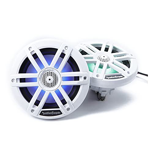 Rockford Fosgate M2-300X4 4 Channel Marine Amplifier with M1-65 6.5" Speakers, PMX-RGB Optix Light Controller & RGB-25 Extension Cables