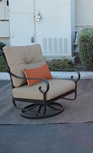 Patio Land Santa Anita Outdoor Patio Set of 4 Swivel Rocker Club Chairs Dark Bronze